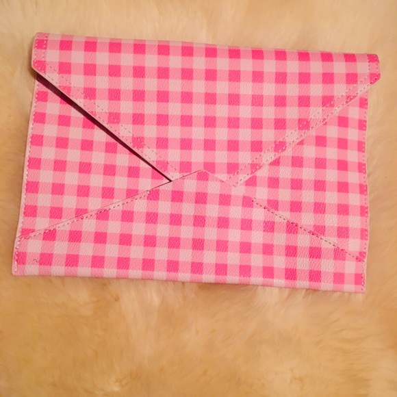 Banana Republic Handbags - Banana Republic Pink Gingham Envelope Clutch
